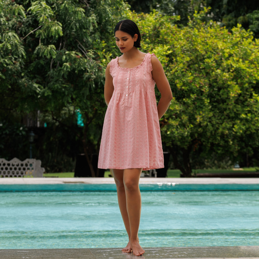 MARIGOLD ORGANIC  COTTON NIGHTIE MINI  - BLUSH