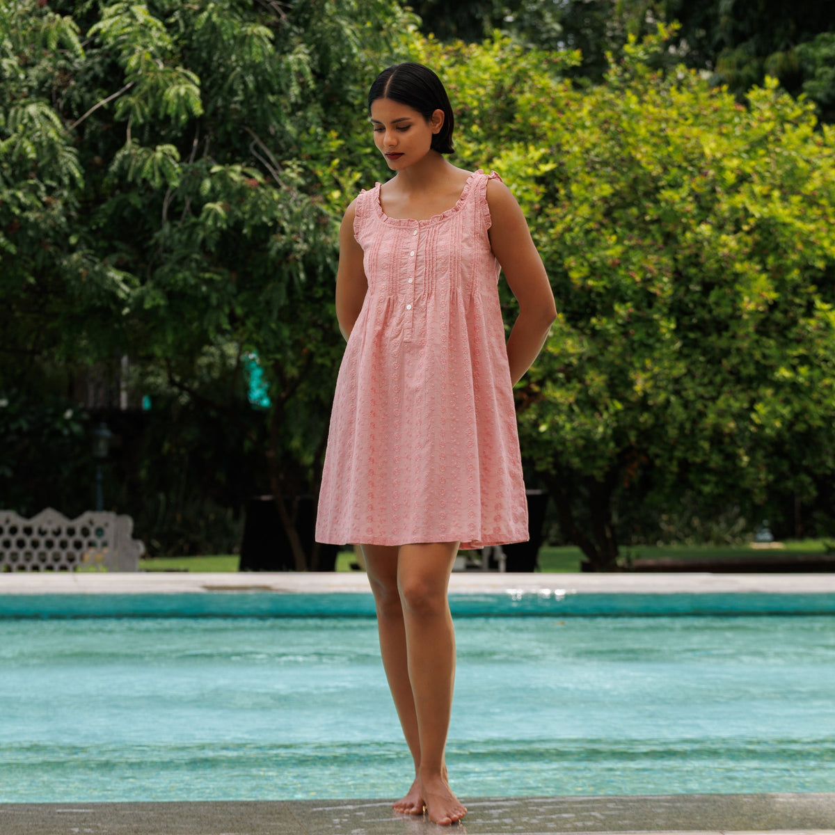 MARIGOLD ORGANIC  COTTON NIGHTIE MINI  - BLUSH