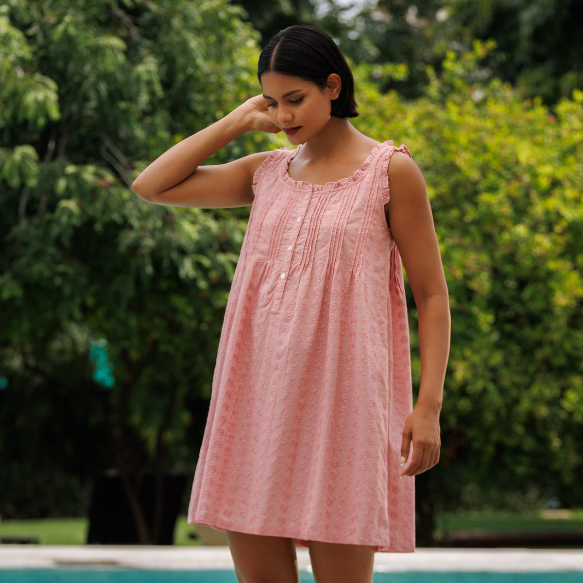 MARIGOLD ORGANIC  COTTON NIGHTIE MINI  - BLUSH