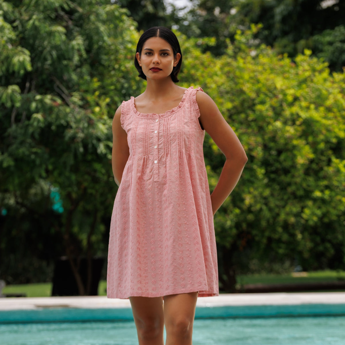 MARIGOLD ORGANIC  COTTON NIGHTIE MINI  - BLUSH