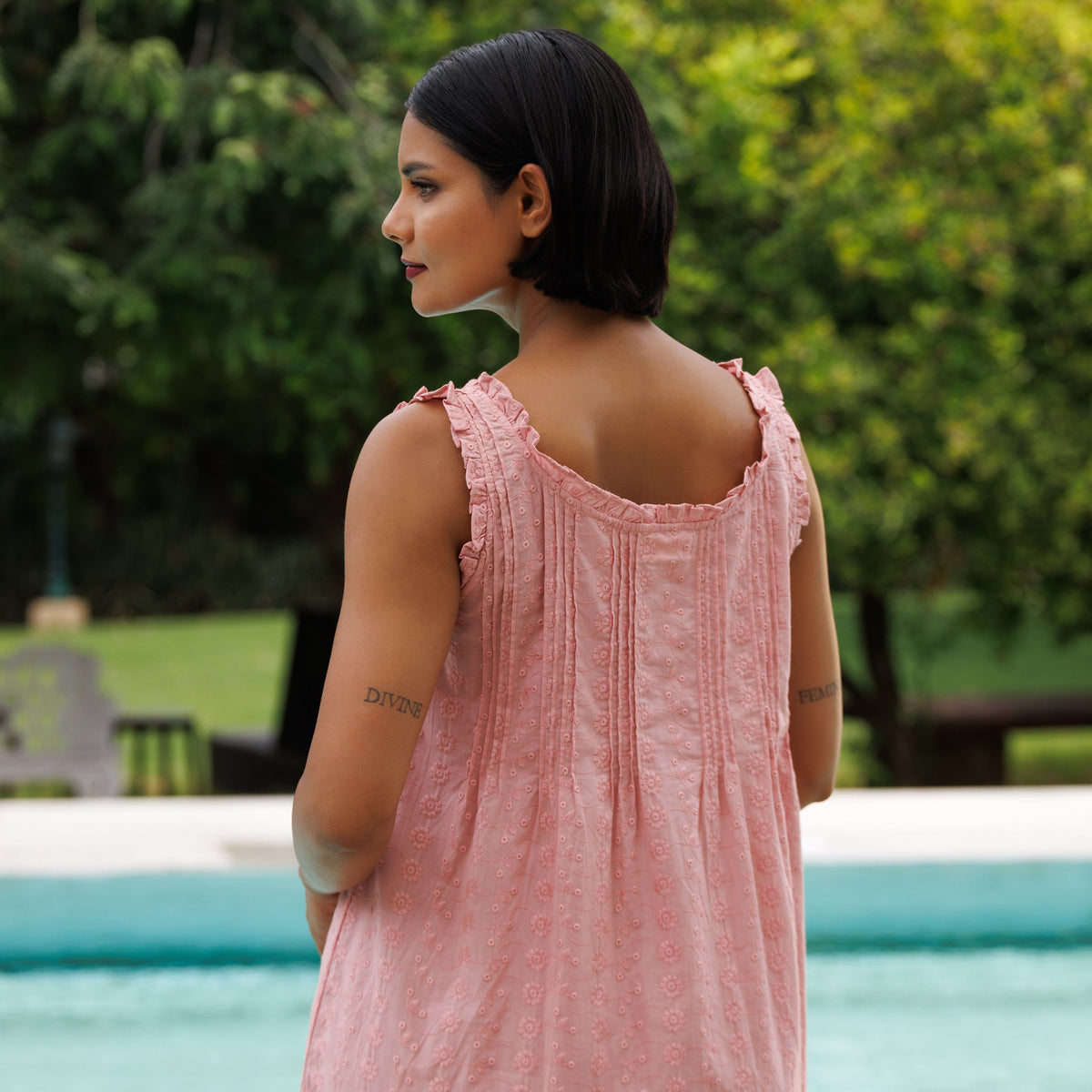 MARIGOLD ORGANIC  COTTON NIGHTIE MINI  - BLUSH