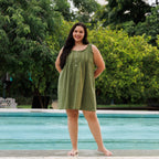 MARIGOLD ORGANIC  COTTON NIGHTIE MINI  - OLIVE
