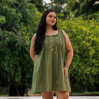 MARIGOLD ORGANIC  COTTON NIGHTIE MINI  - OLIVE