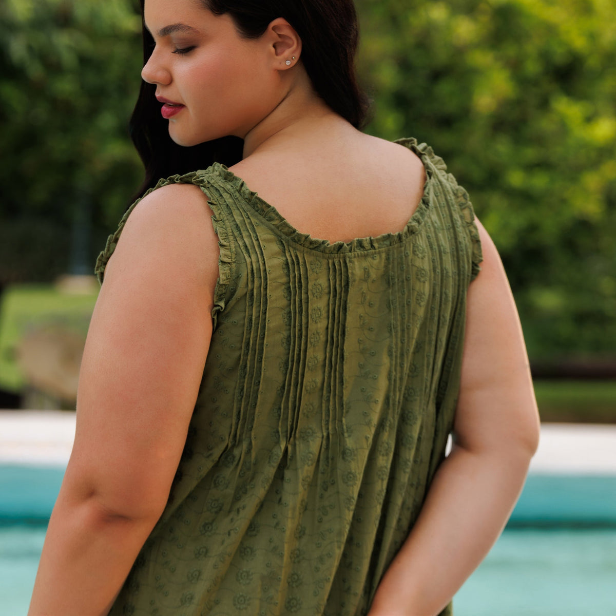 MARIGOLD ORGANIC  COTTON NIGHTIE MINI  - OLIVE