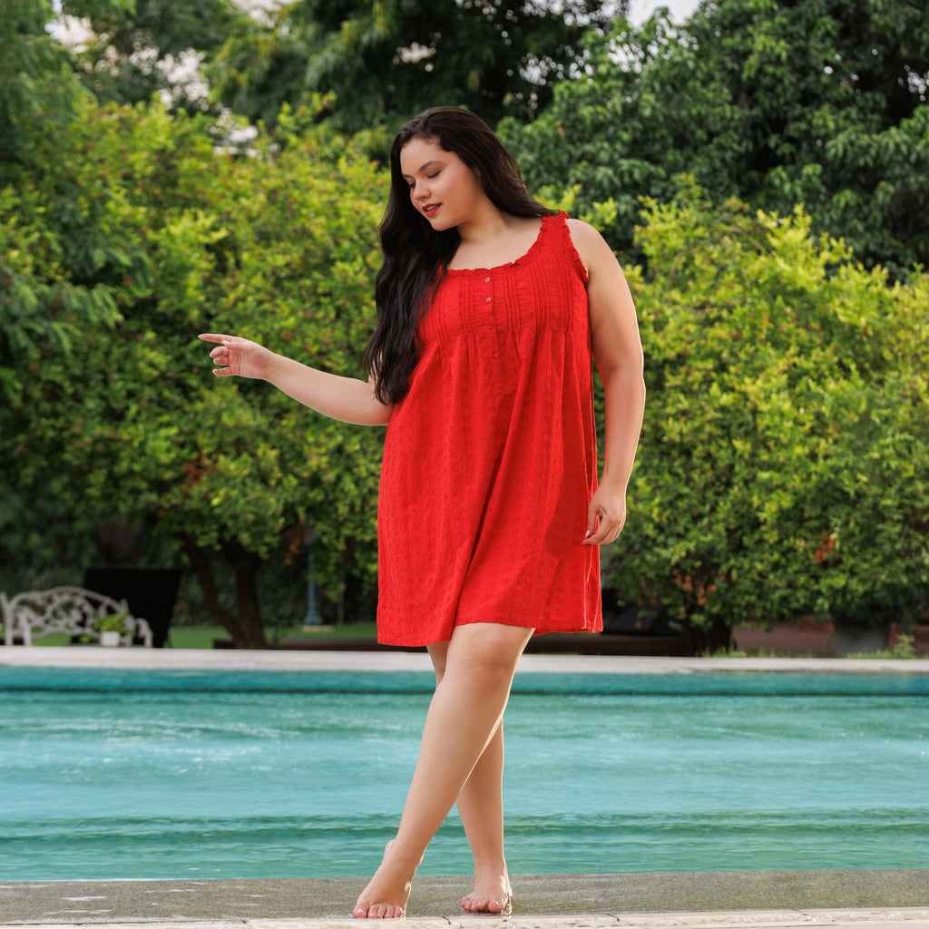 MARIGOLD ORGANIC  COTTON NIGHTIE MINI  - TANGERINE