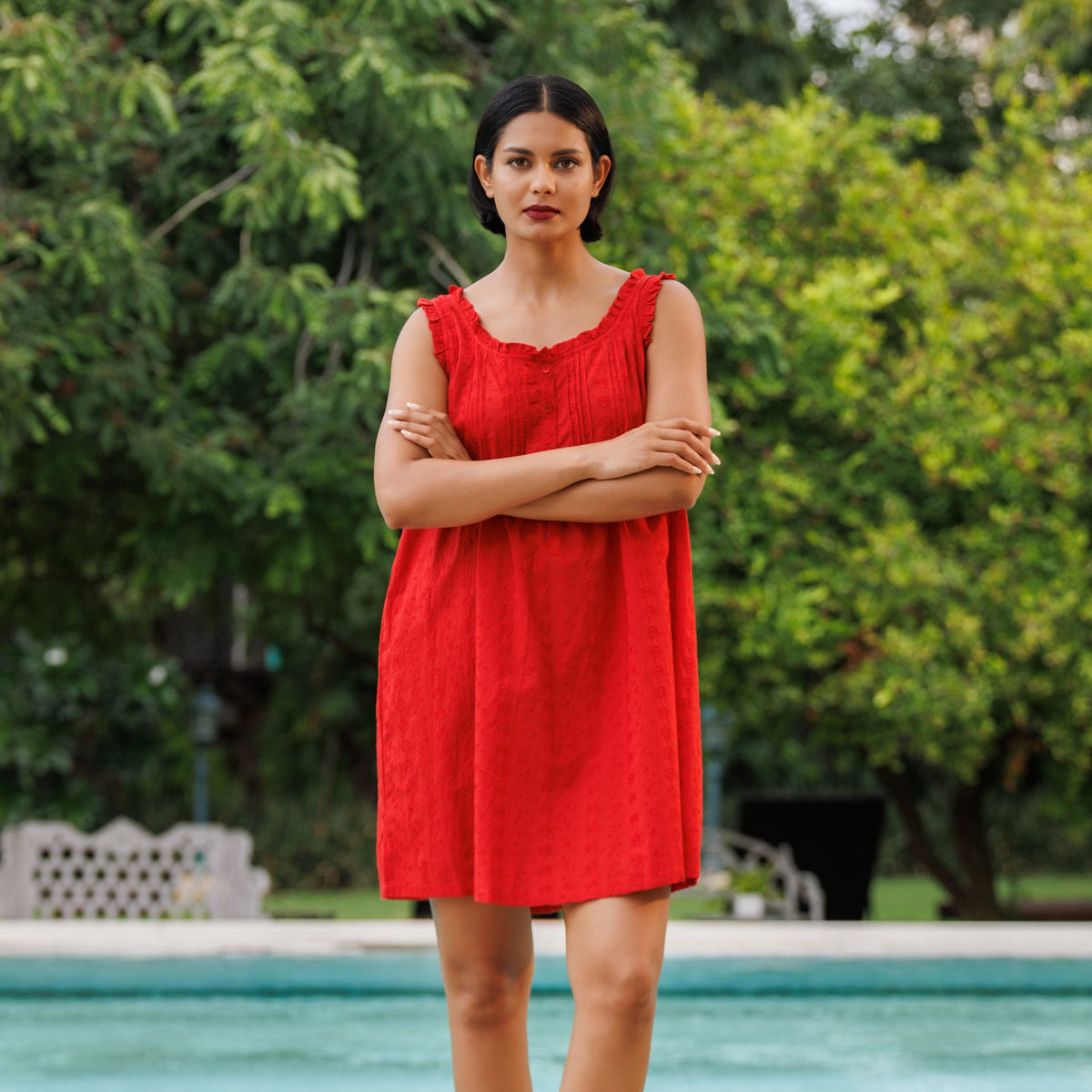 MARIGOLD ORGANIC  COTTON NIGHTIE MINI  - TANGERINE