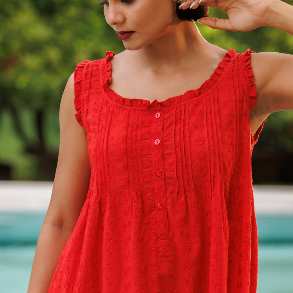 MARIGOLD ORGANIC  COTTON NIGHTIE MINI  - TANGERINE