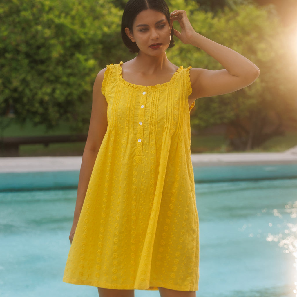 MARIGOLD ORGANIC  COTTON NIGHTIE MINI  - SUNSHINE