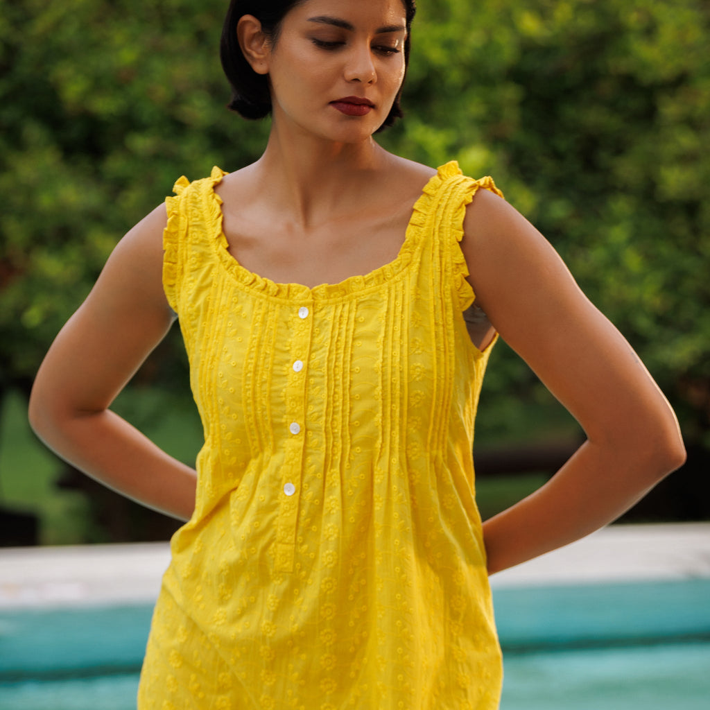 MARIGOLD ORGANIC  COTTON NIGHTIE MINI  - SUNSHINE