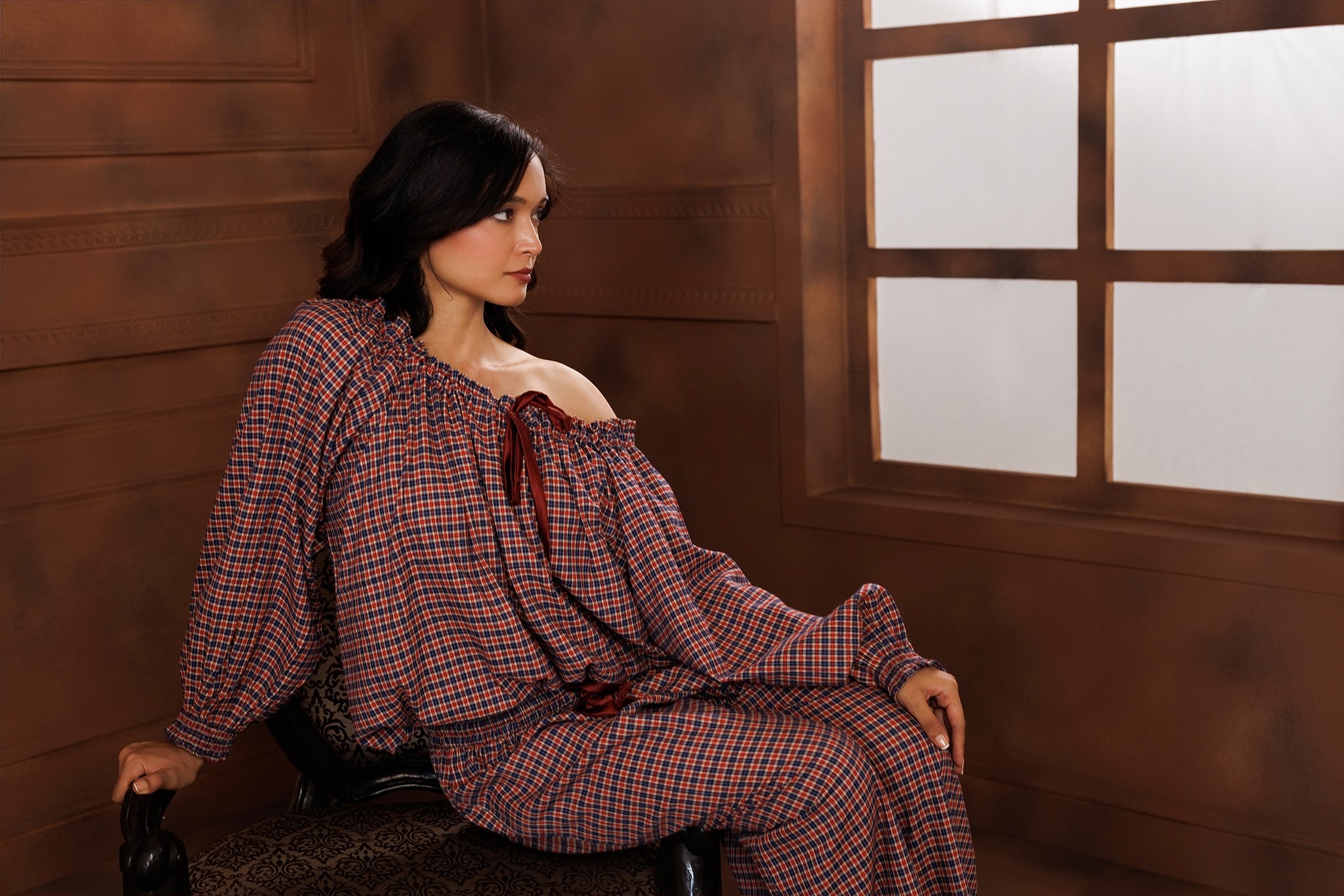 ANNIE-BRUSHED ORGANIC COTTON PYJAMA SET