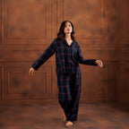 PLAID LAMÉ  PYJAMA SET - MIDNIGHT BLUE