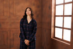 PLAID LAMÉ  PYJAMA SET - MIDNIGHT BLUE