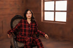 PLAID LAMÉ COTTON PYJAMA SET- GARNET