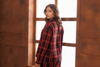 PLAID LAMÉ COTTON PYJAMA SET- GARNET