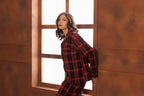 PLAID LAMÉ COTTON PYJAMA SET- GARNET