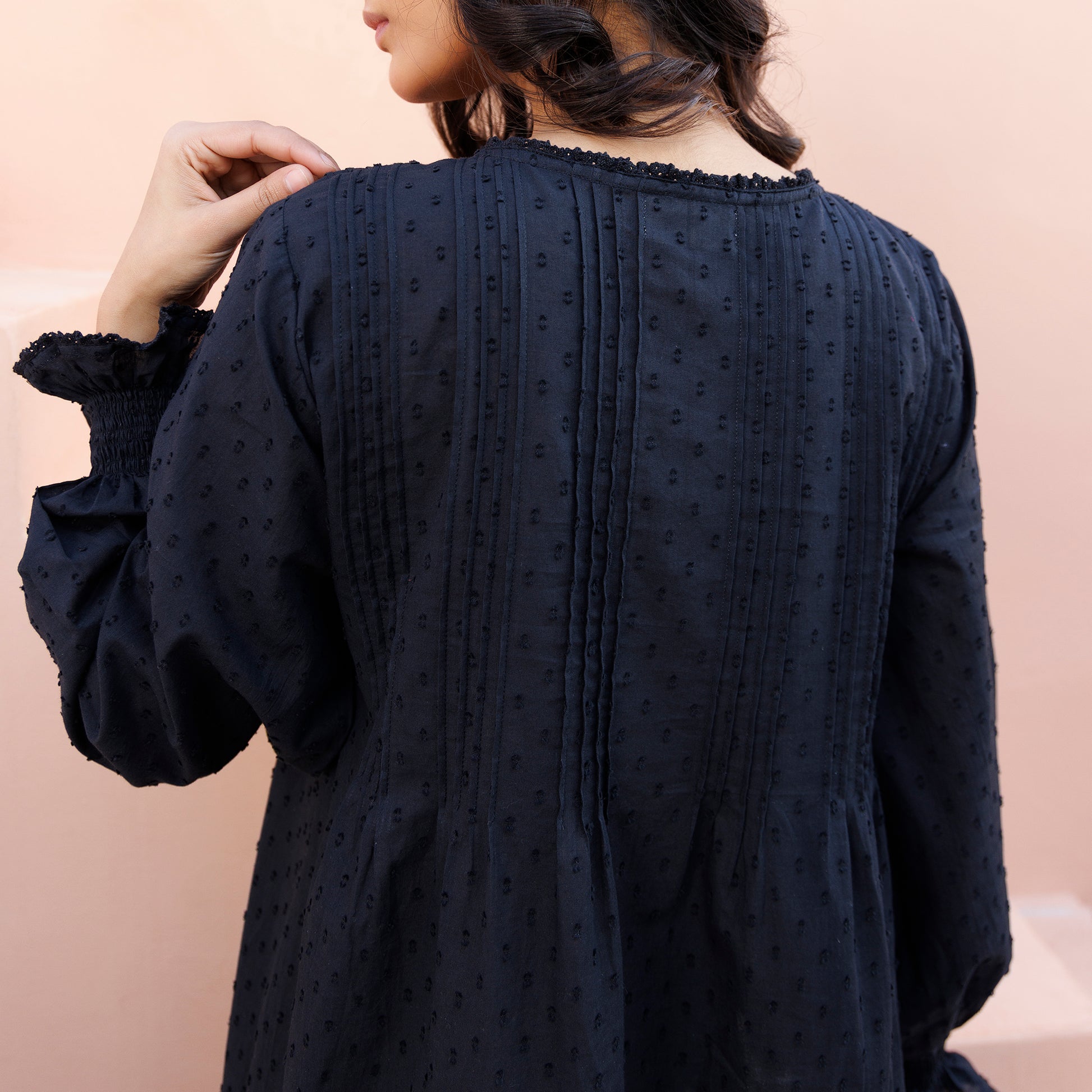 Cara Organic Cotton Dobby Nightie - Ebony
