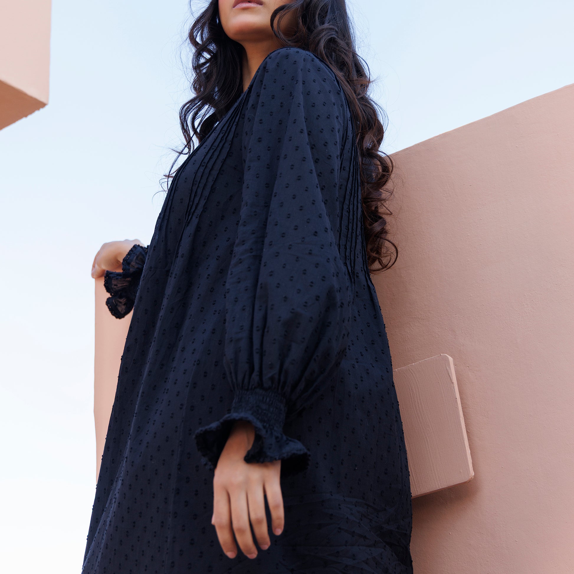 Cara Organic Cotton Dobby Nightie - Ebony
