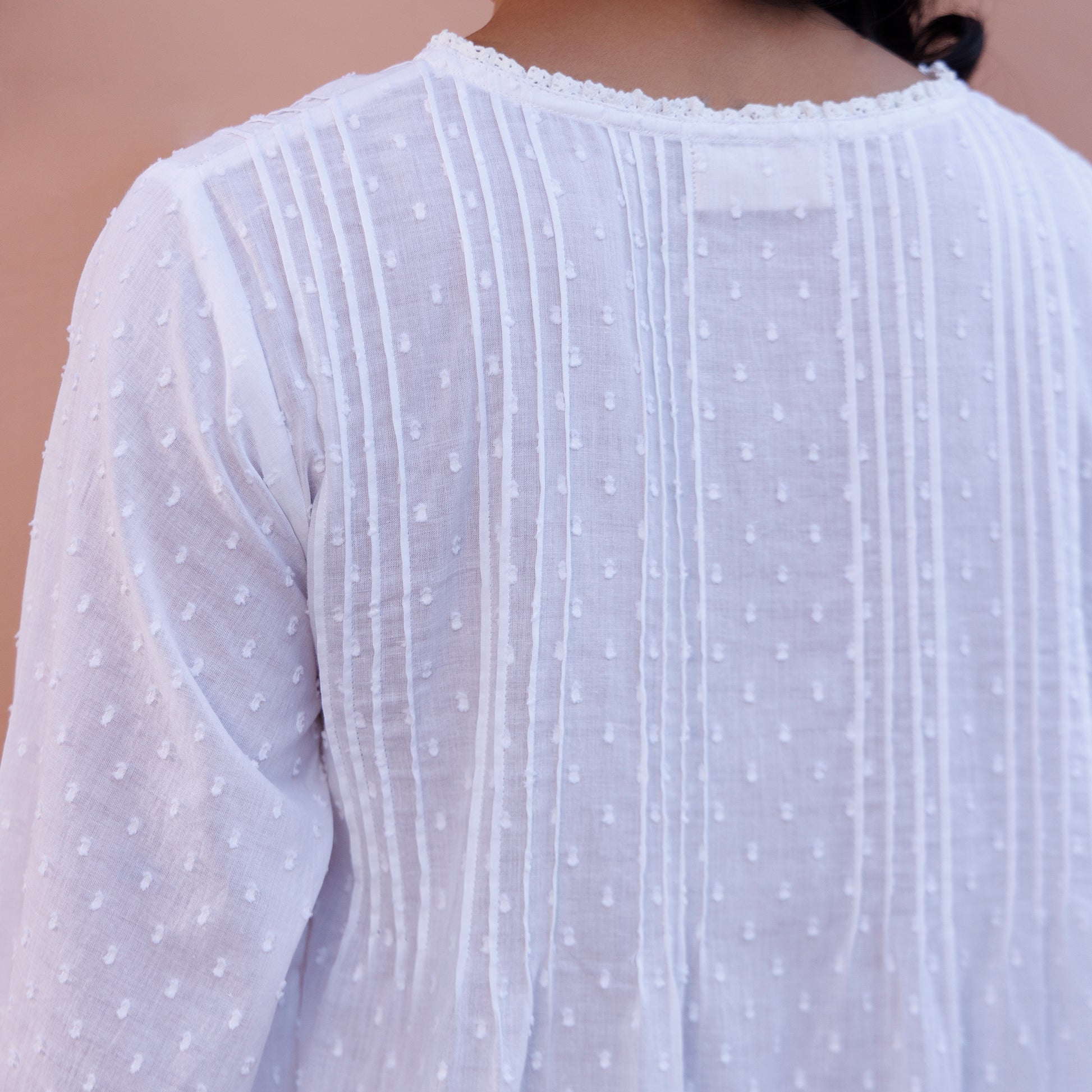 Cara Organic Cotton Dobby Nightie - Ivory