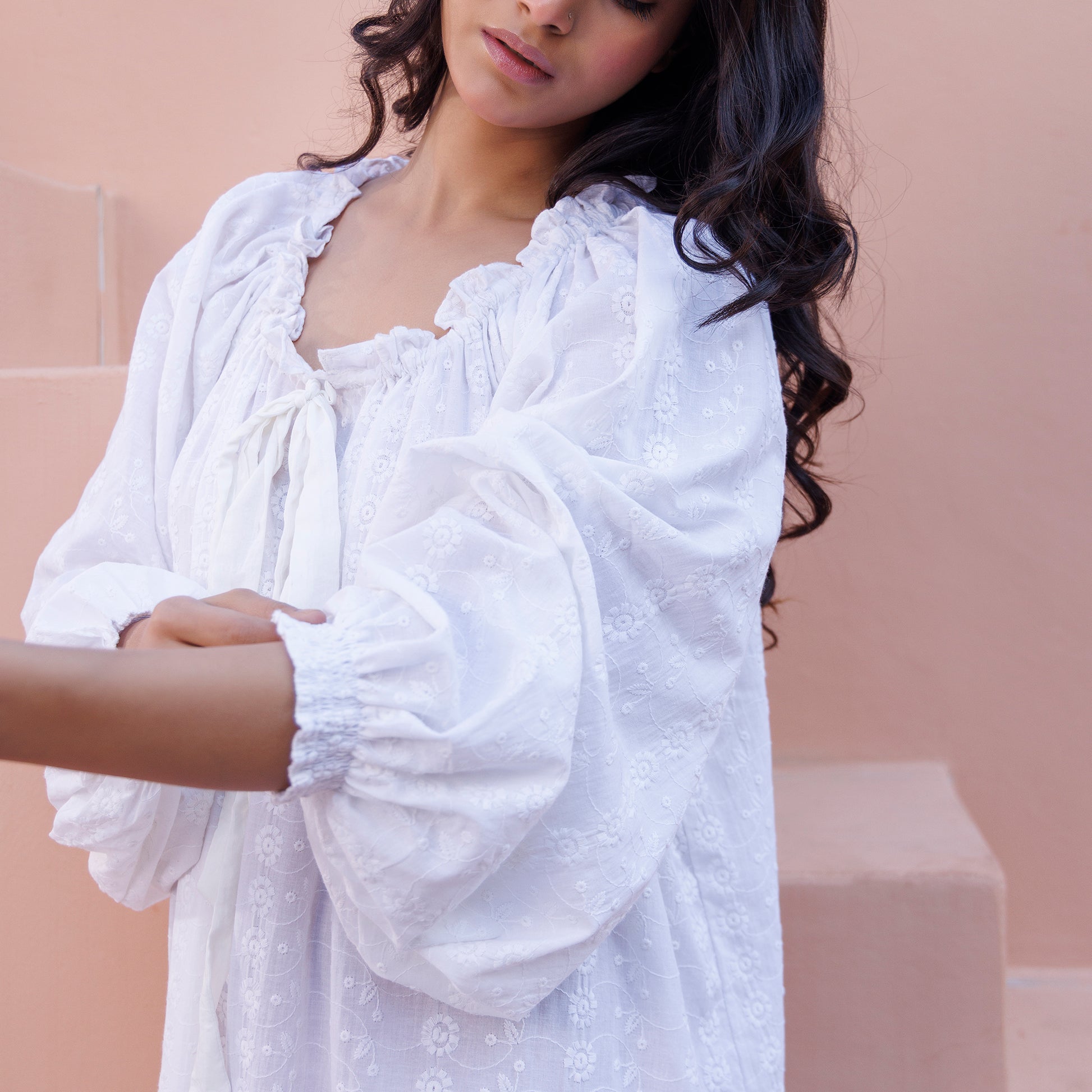 Bella Embroidered Organic Cotton Nightie - Ivory