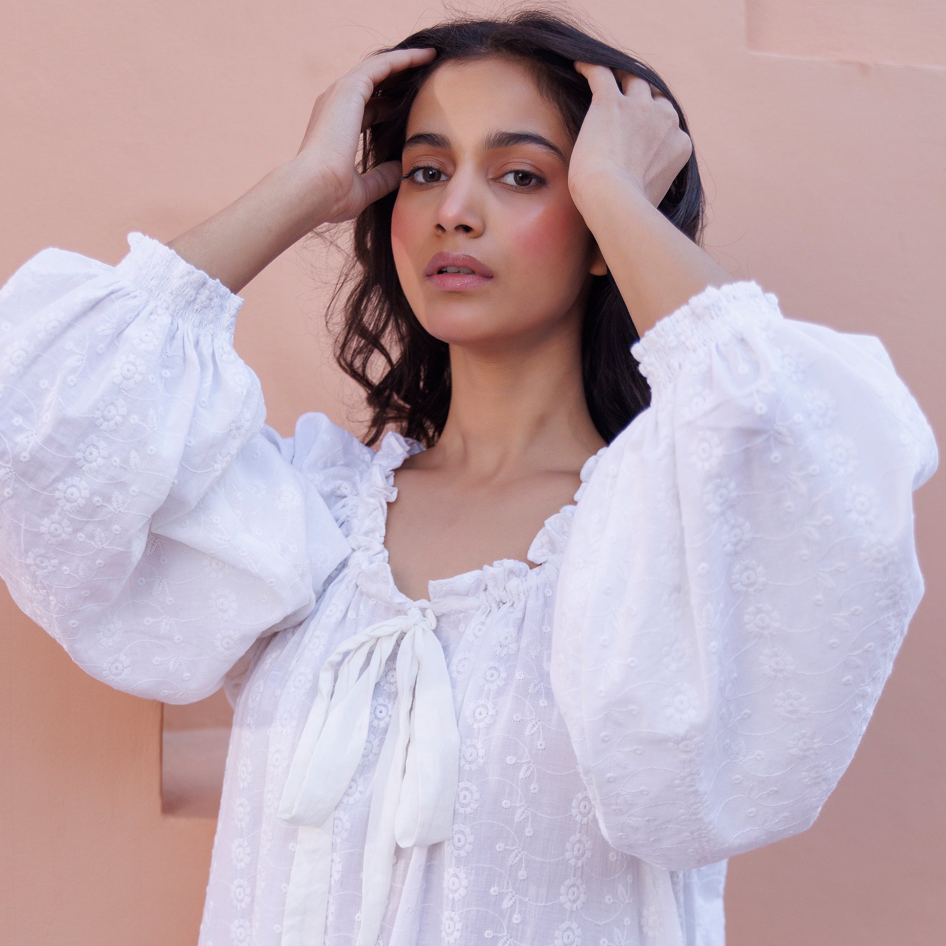 Bella Embroidered Organic Cotton Nightie - Ivory