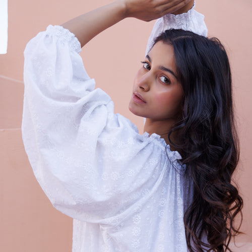Bella Embroidered Organic Cotton Nightie - Ivory