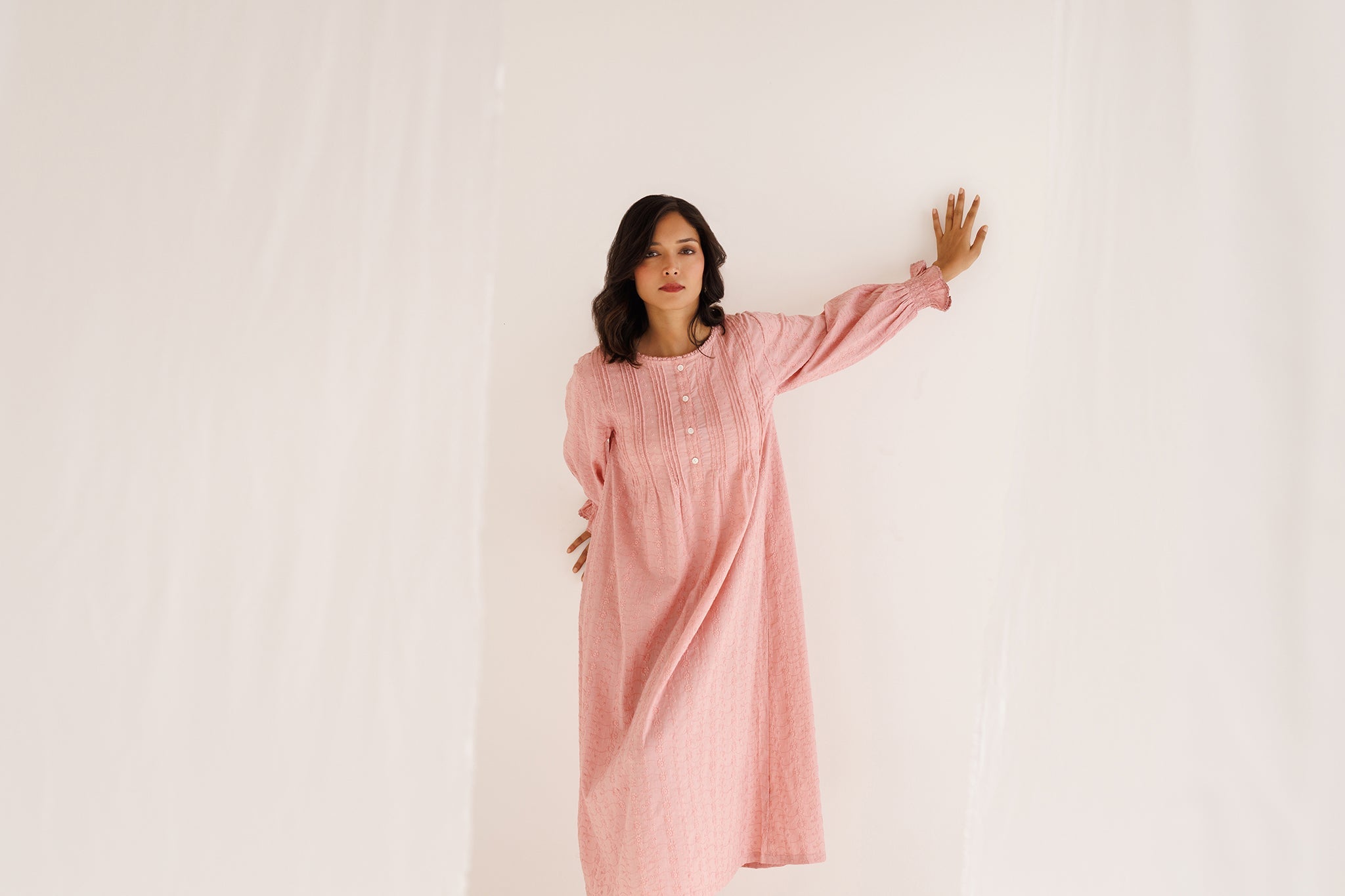 FLUER 100% ORGANIC COTTON NIGHTIE - BLUSH