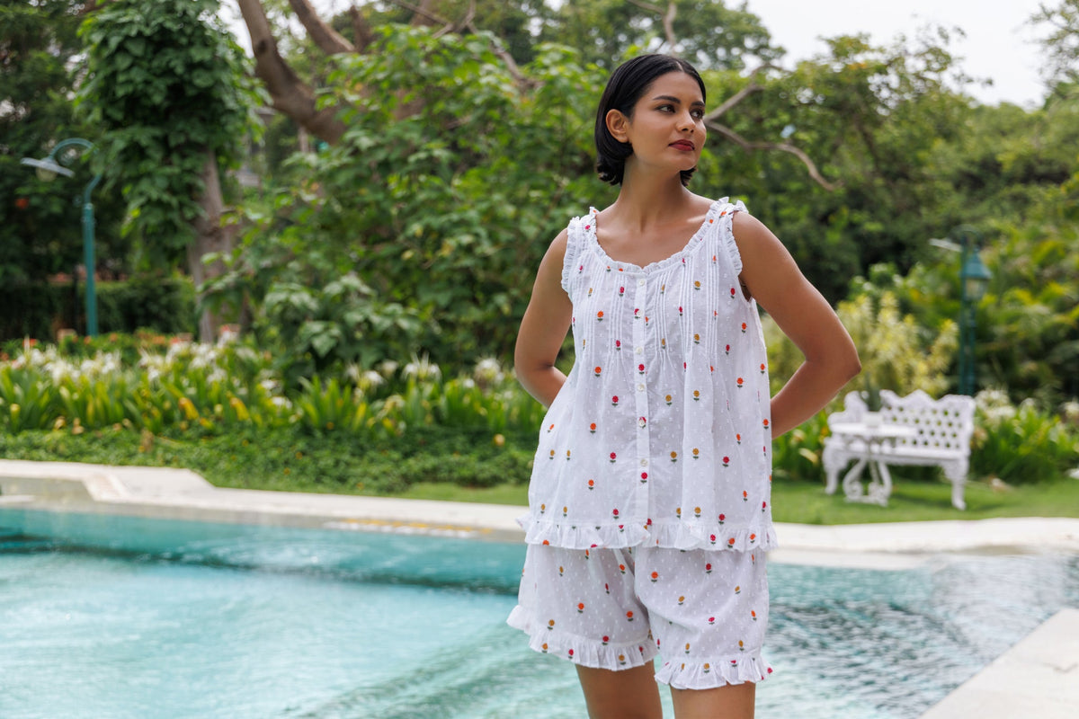 SUNFLOWER ORGANIC COTTON SHORTIE PYJAMA SET
