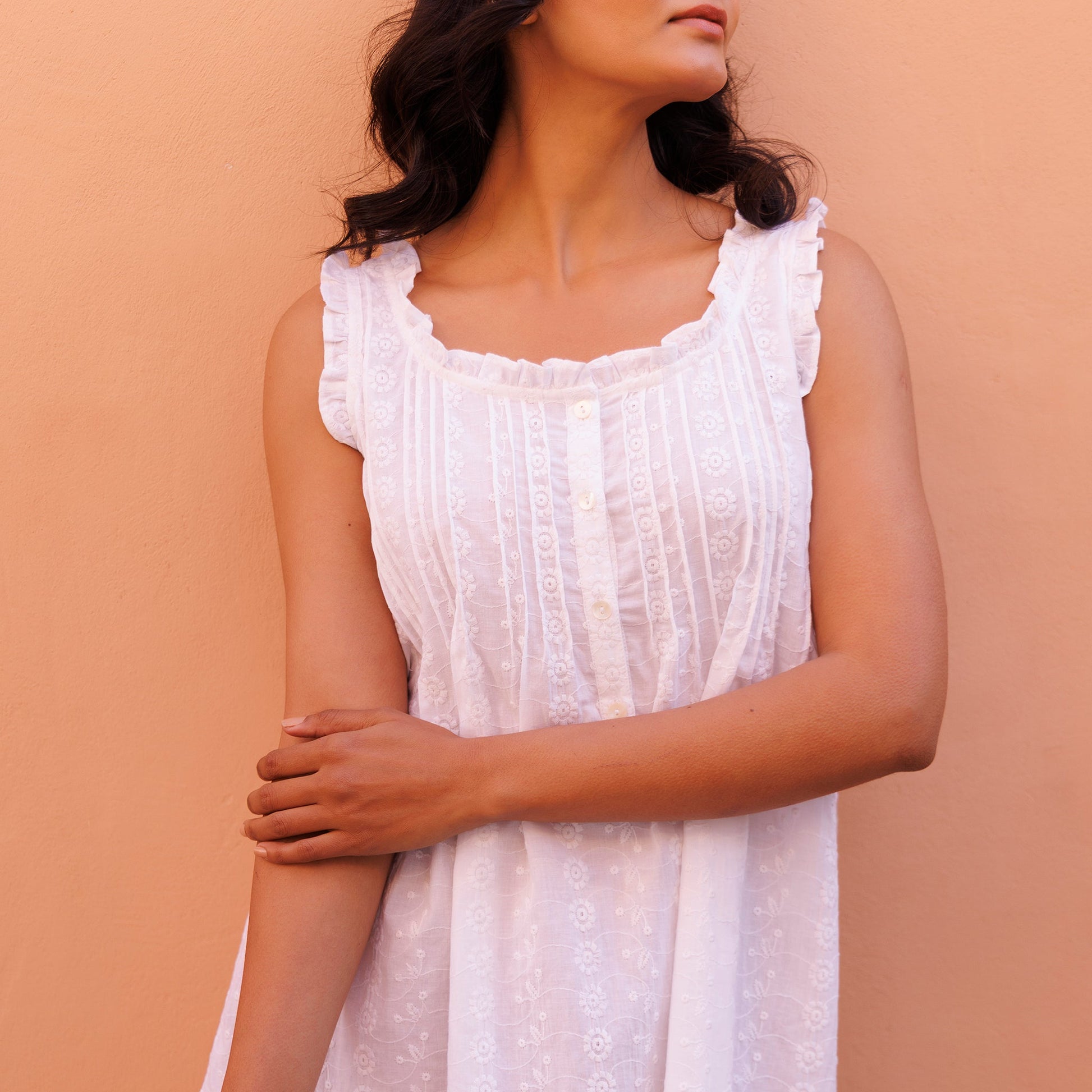 Marigold Mini Embroidered Organic Cotton Nightie