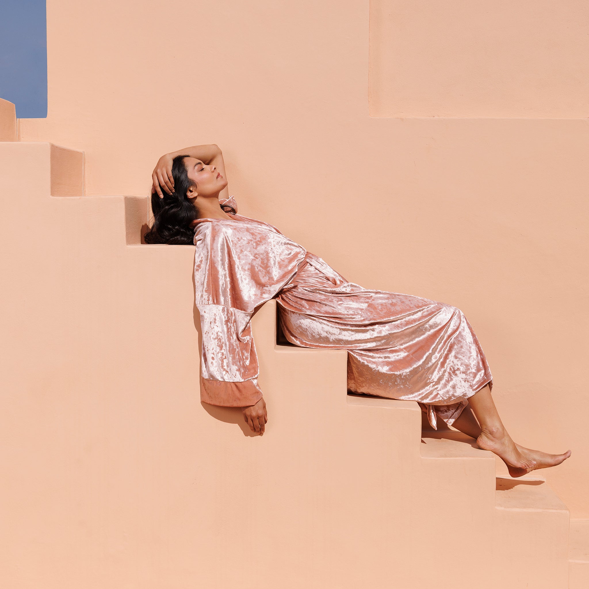VELVET ROBE - Blush