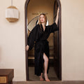 SILK JACQUARD ROBE Maxi - Ebony