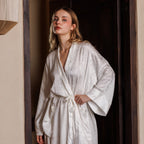 SILK JACQUARD ROBE - Ivory