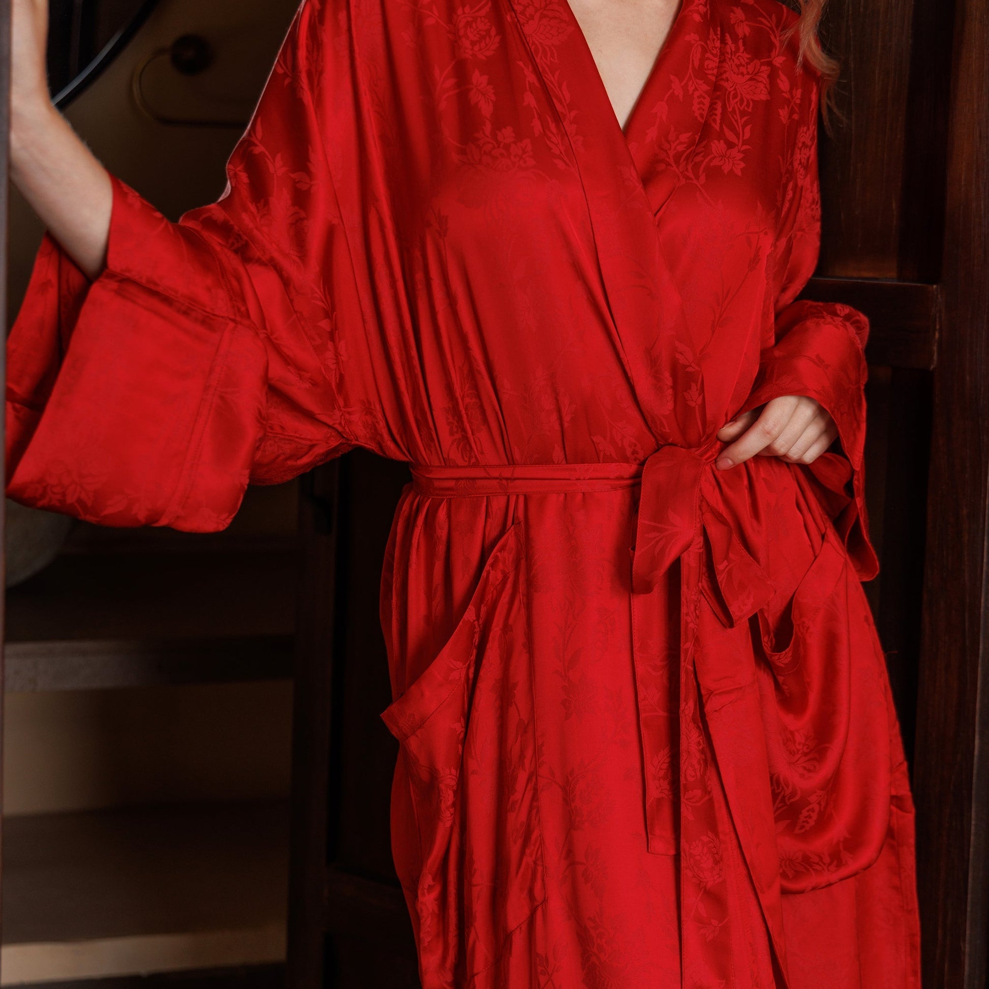 Robe - Silk Satin -Scarlet
