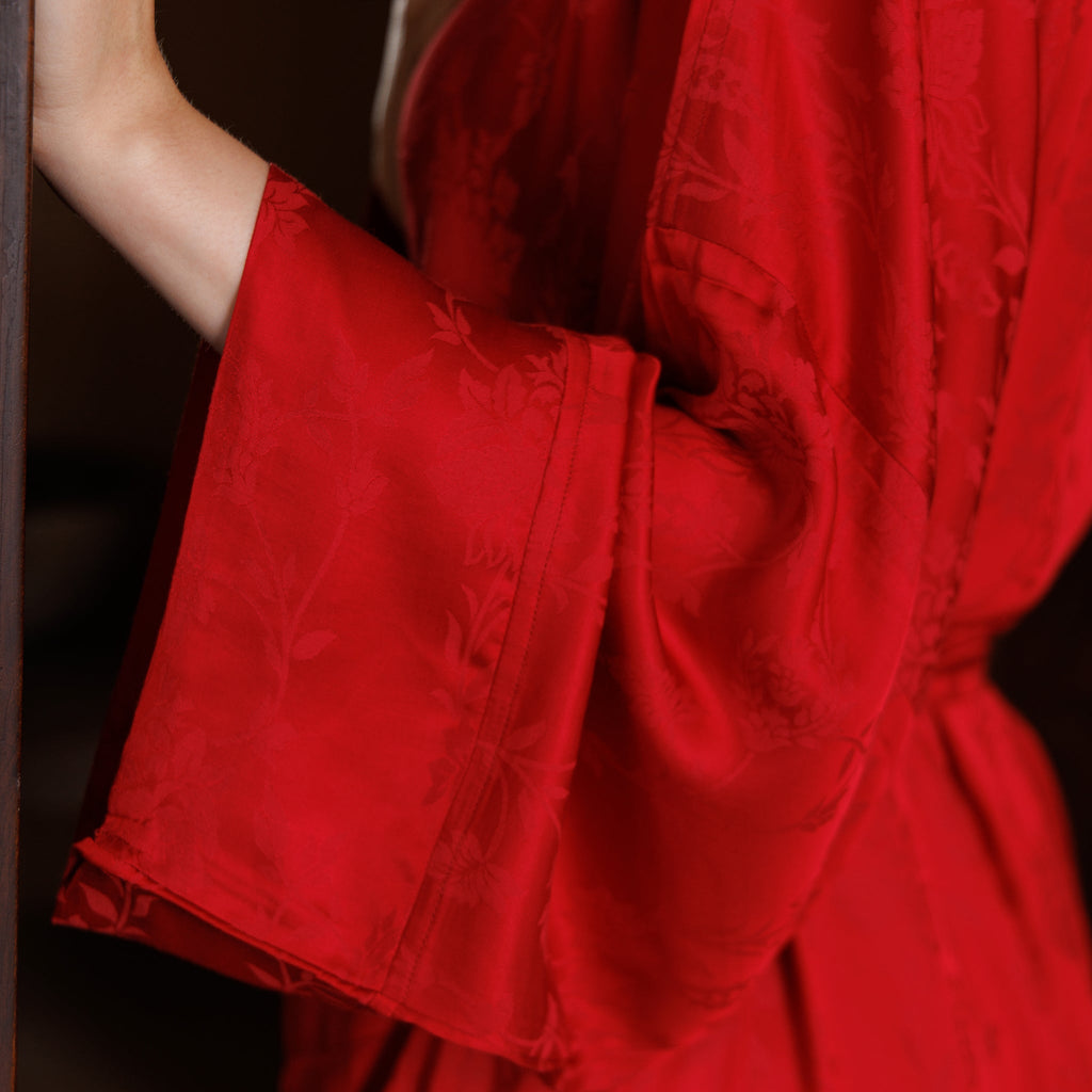 Robe - Silk Satin -Scarlet
