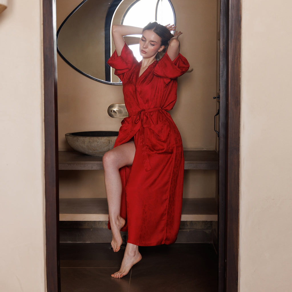 Robe - Silk Satin -Scarlet