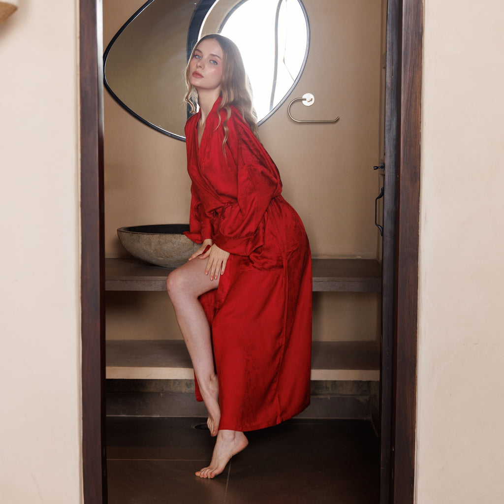 Robe - Silk Satin -Scarlet