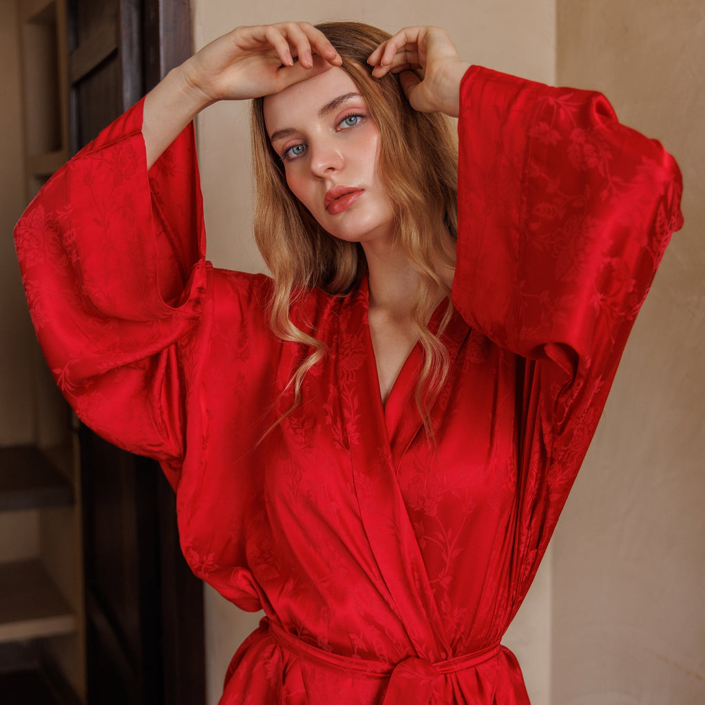Robe - Silk Satin -Scarlet
