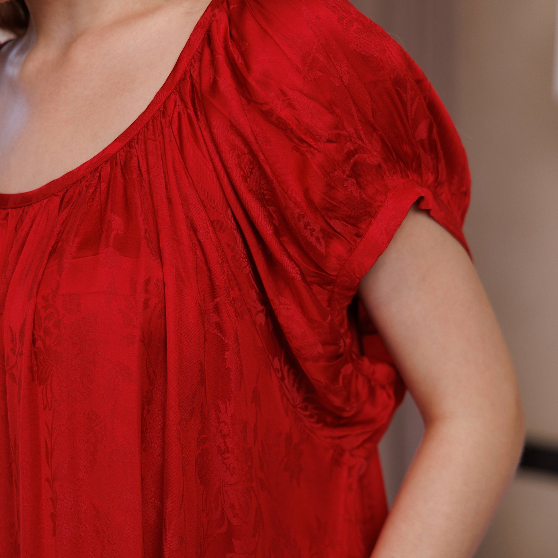 Forget Me Not Silk Satin - Scarlet