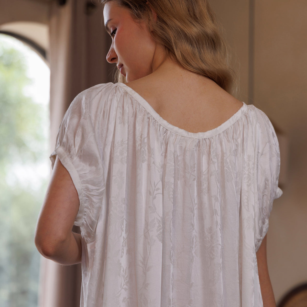 FORGET ME NOT SILK JACQUARD NIGHTIE - MINI IVORY