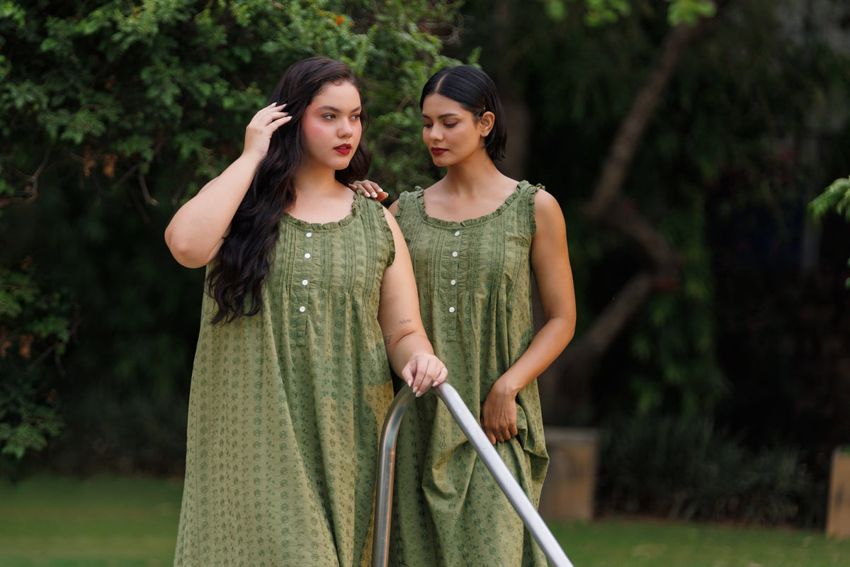 MARIGOLD ORGANIC COTTON NIGHTIE - OLIVE