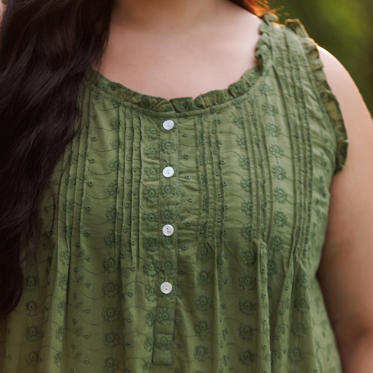 MARIGOLD ORGANIC COTTON NIGHTIE - OLIVE