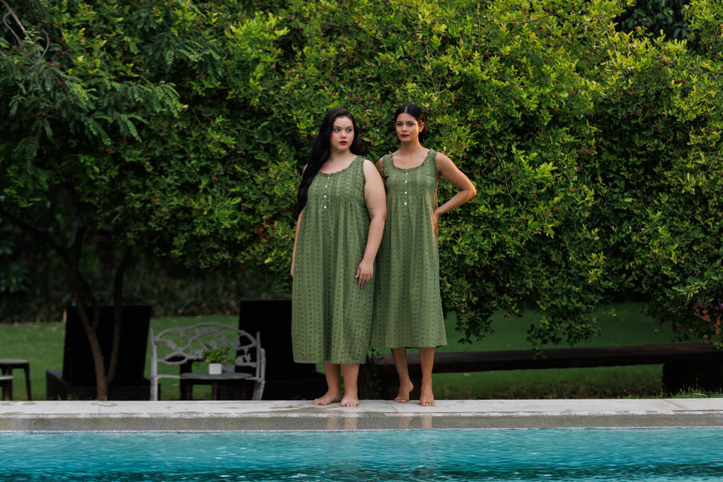 MARIGOLD ORGANIC COTTON NIGHTIE - OLIVE