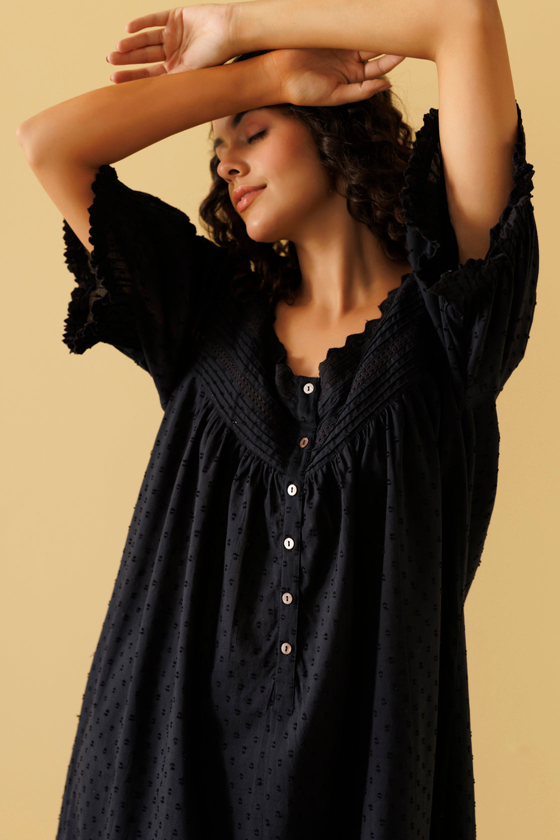Peony Organic Cotton Nightie - Ebony