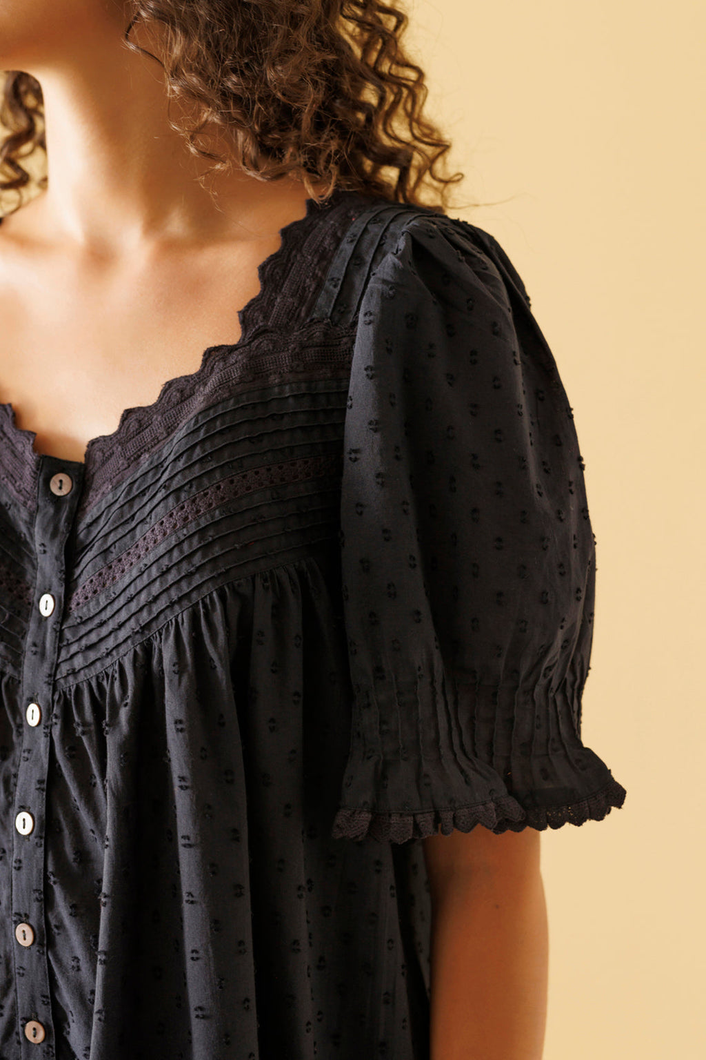 Peony Organic Cotton Nightie - Ebony
