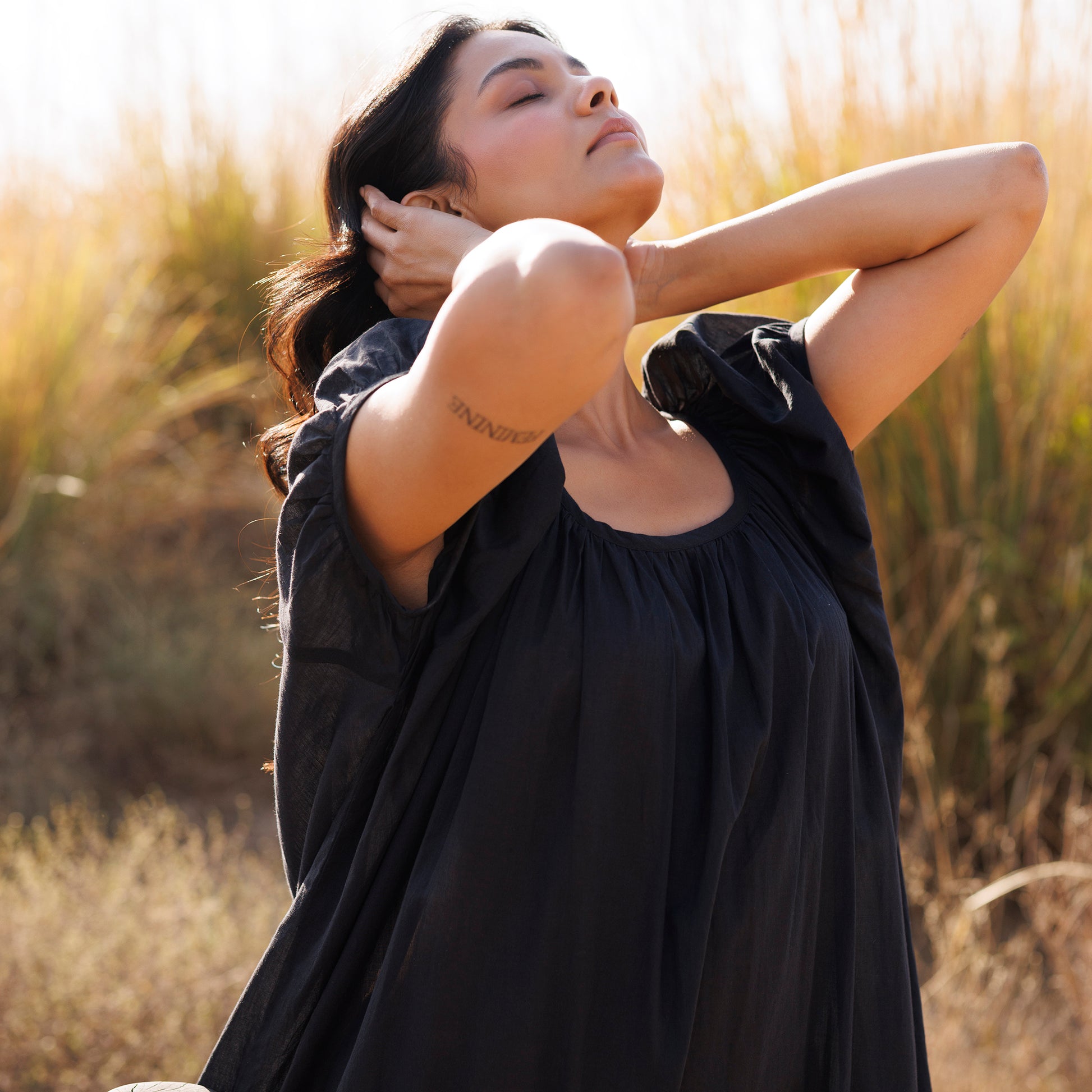 Forget Me Not Organic Cotton Nightie - Ebony