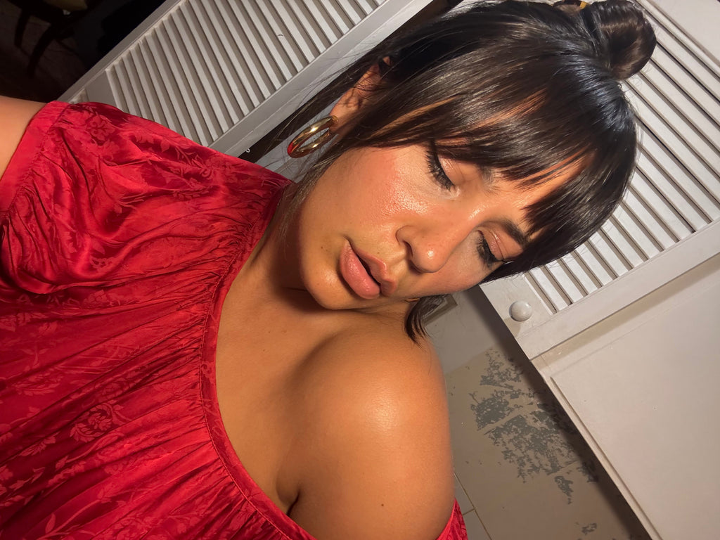 Forget Me Not Silk Satin - Scarlet