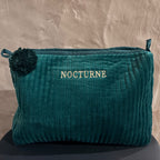 NOCTURNE VELVET COSMETIC BAG - EMERALD