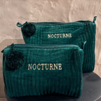 NOCTURNE VELVET COSMETIC BAG - EMERALD