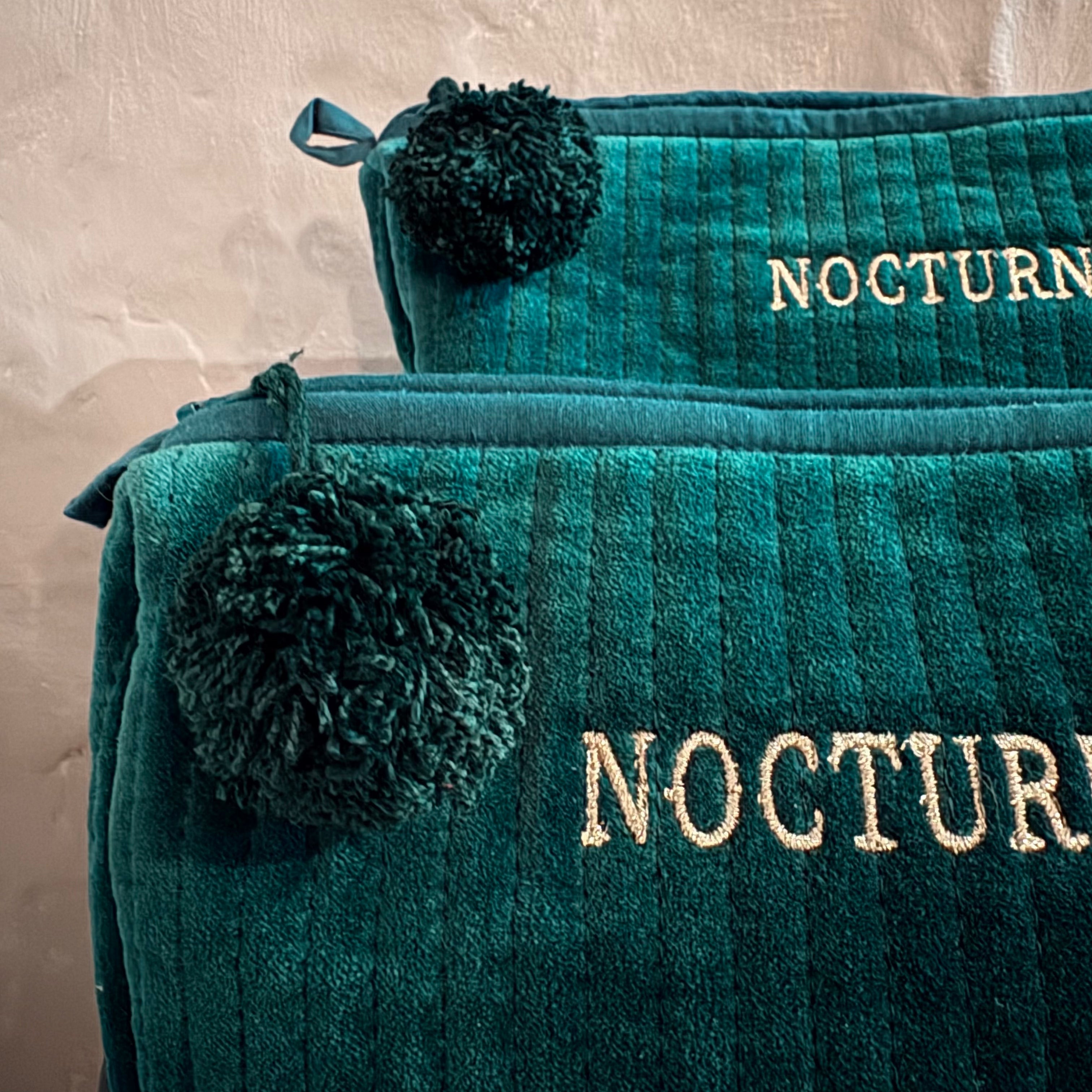 NOCTURNE VELVET COSMETIC BAG - EMERALD