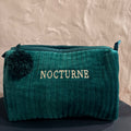 NOCTURNE VELVET COSMETIC BAG - EMERALD
