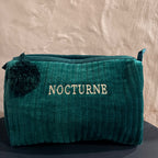 NOCTURNE VELVET COSMETIC BAG - EMERALD